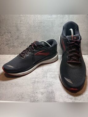 Brooks Adrenaline GTS 20 Men's 11 Wide (2E) Running Shoes Charcoal Grey Red